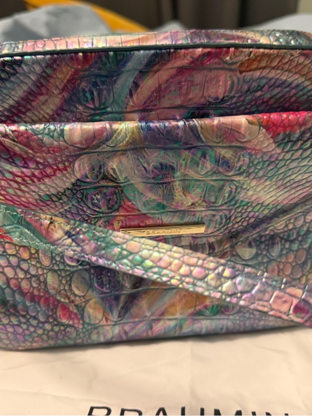 Brahmin Iridescent Multi-Color Croc-Embossed Crossbody and Wallet Set - Picture 2 of 9